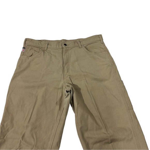 Carhartt Cat 2 Flame Resistant Tan Canvas Cargo Jeans Pants Sz 38x34 7 Pockets - Picture 2 of 15